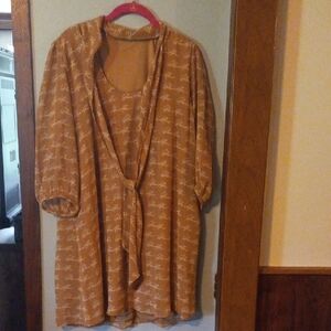 Calvin Klein Women's Tan Dress with Tie Detail.  Size L